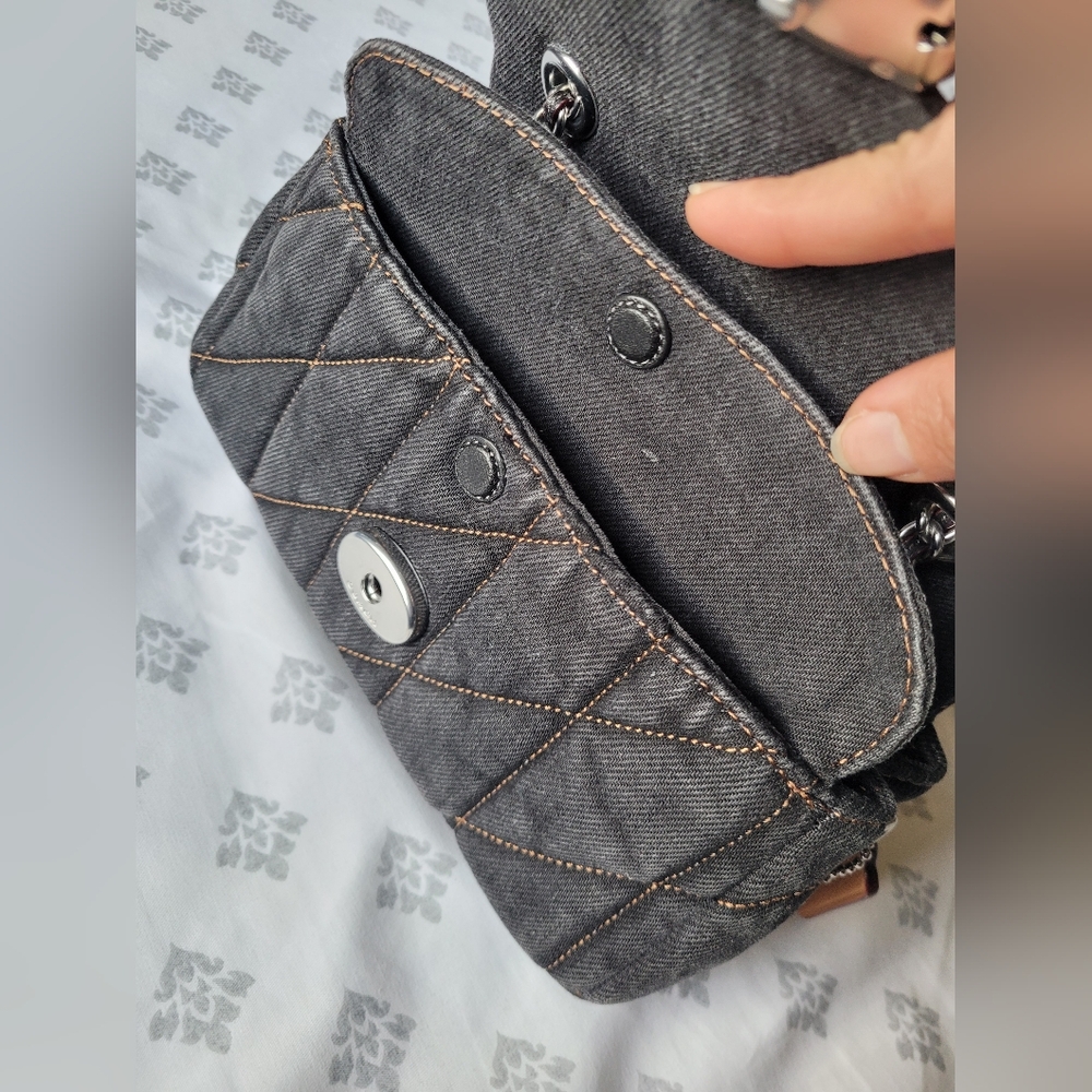 Coach Quilted Black Denim Tabby 20 Shoulder and Crossbody Bag - Picture 8 of 16